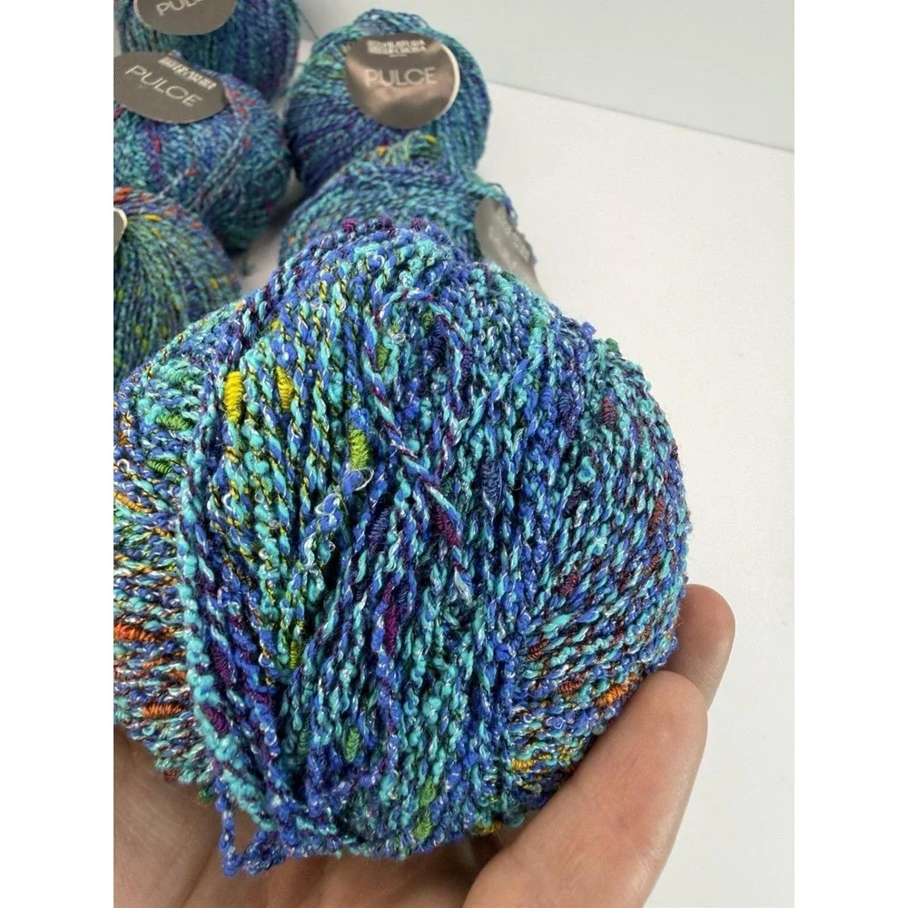 Filatura Di Crosa Yarn Pulce Cotton Nylon Acrylic Lot Of 7 Blues #2